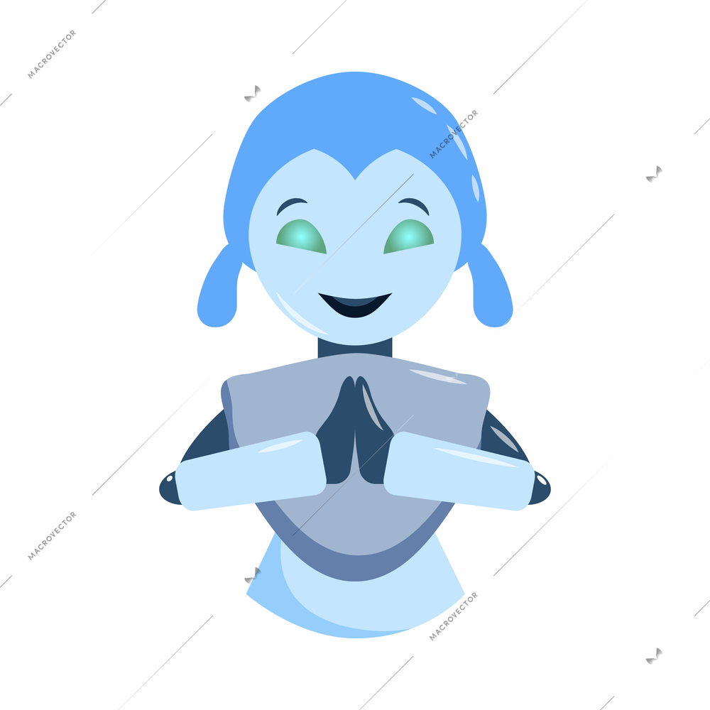 Chatbot chat messenger support service bot flat icon with cute female robotic character vector illustration