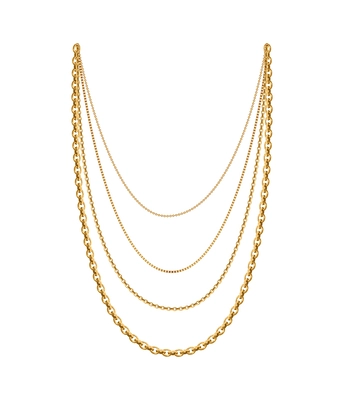 Realistic golden chain necklace on white background vector illustration