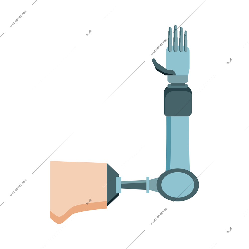 Arm prosthesis artificial limb flat icon vector illustration