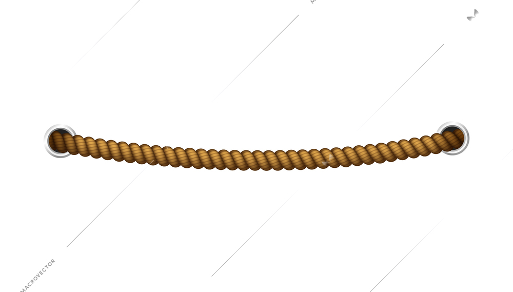 Realistic rope with metallic holes vector illustration