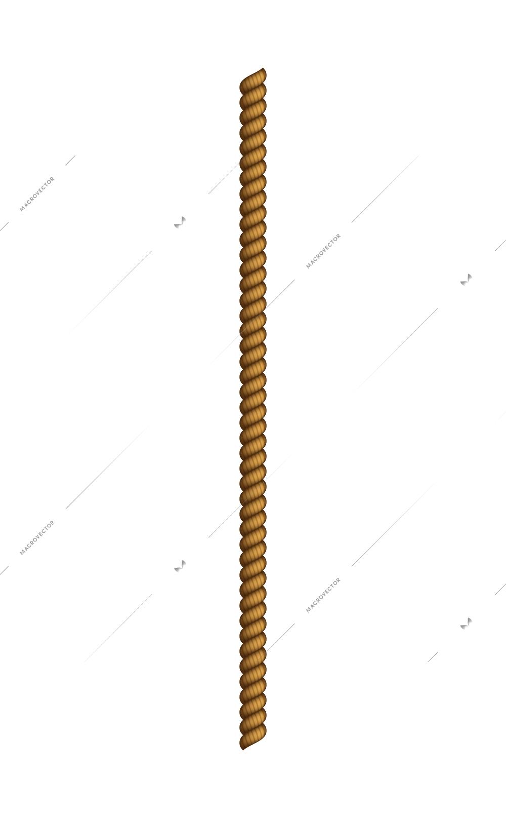 Straight rope piece realistic decorative element on white background vector illustration