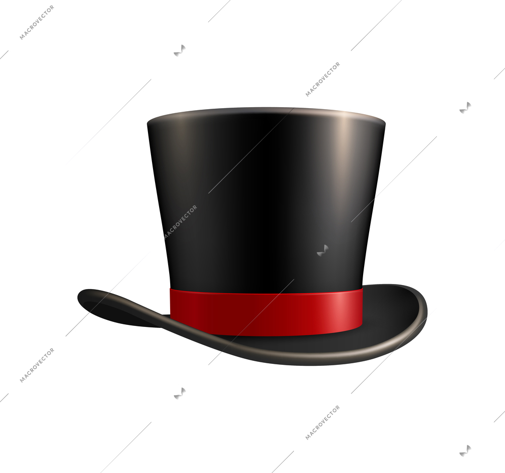 Photo booth carnival party accessory black hat realistic vector illustration