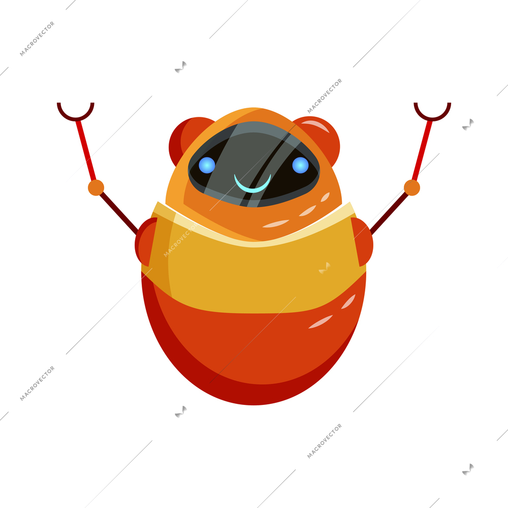 Chatbot support service bot flat icon with cute smiling robot vector illustration