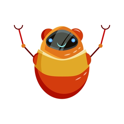 Chatbot support service bot flat icon with cute smiling robot vector illustration