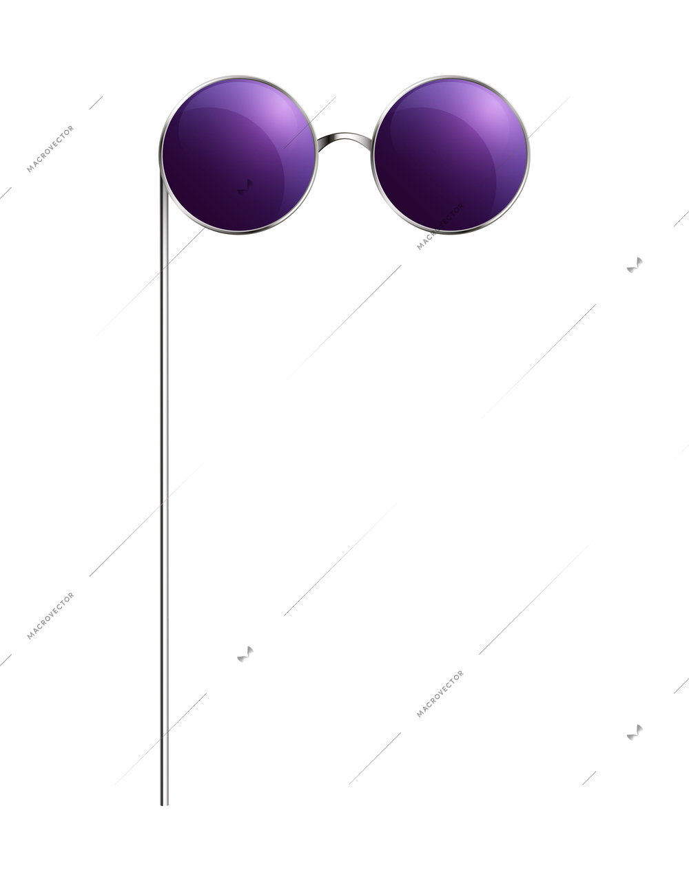 Photo booth party prop violet round glasses realistic vector illustration
