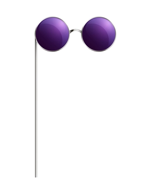 Photo booth party prop violet round glasses realistic vector illustration