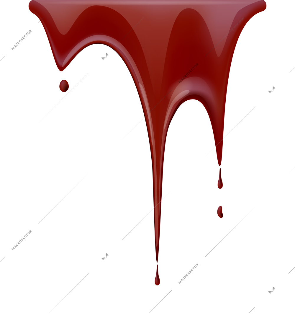 Melting dripping chocolate drops realistic vector illustratrion