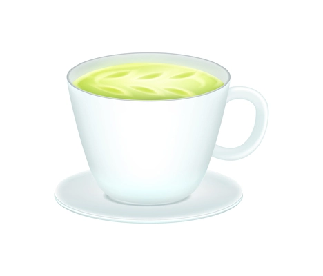 Realistic white cup of matcha latte vector illustration