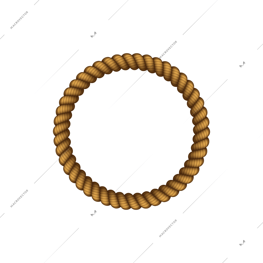 Realistic round rope frame on white background vector illustration