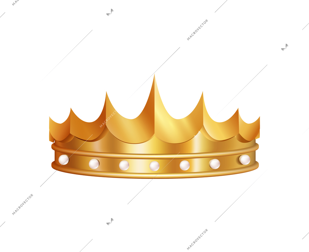 Photo booth party carnival holiday accessory golden crown realistic vector illustration