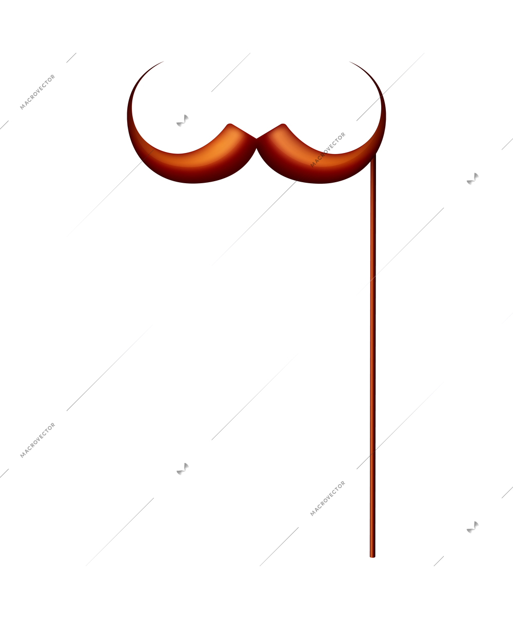 Photo booth prop party moustache on stick realistic vector illustration
