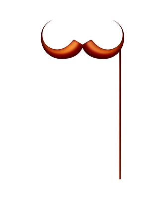 Photo booth prop party moustache on stick realistic vector illustration