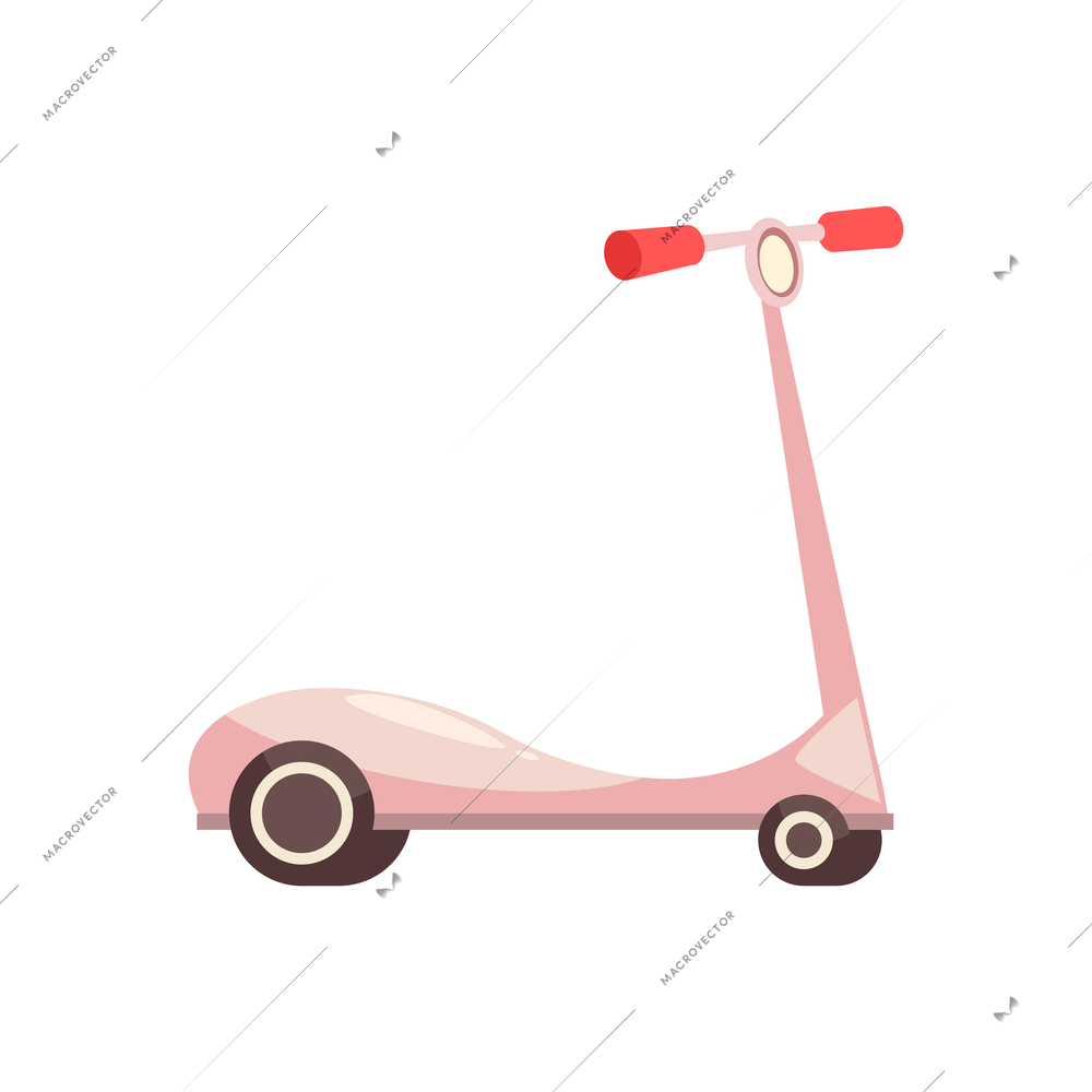 Pink children scooter flat icon vector illustration