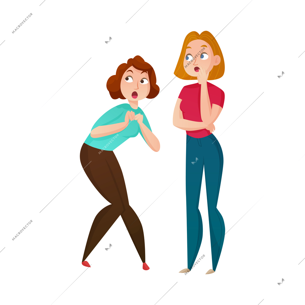 Gossiping women flat characters vector illustration