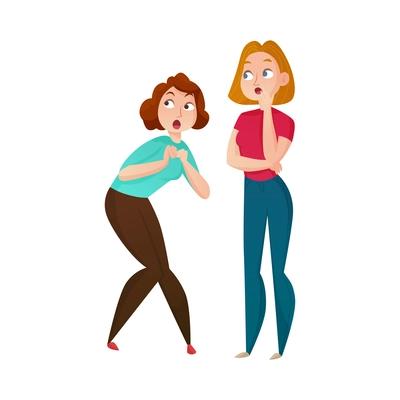 Gossiping women flat characters vector illustration