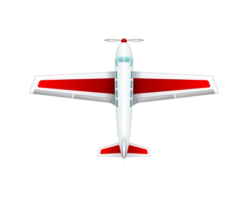 Realistic light sport propeller airplane top view vector illustration