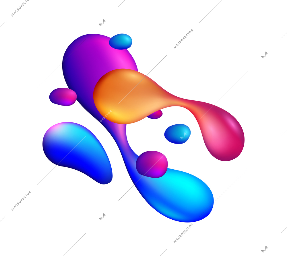 Fluid neon holographic cartoon shape vector illustration