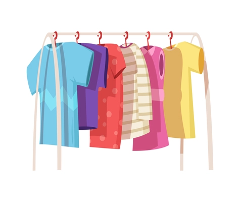 Children room interior element rack with clothes cartoon icon vector illustration