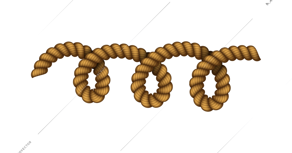 Realistic nautical rope decorative element on white background vector illustration