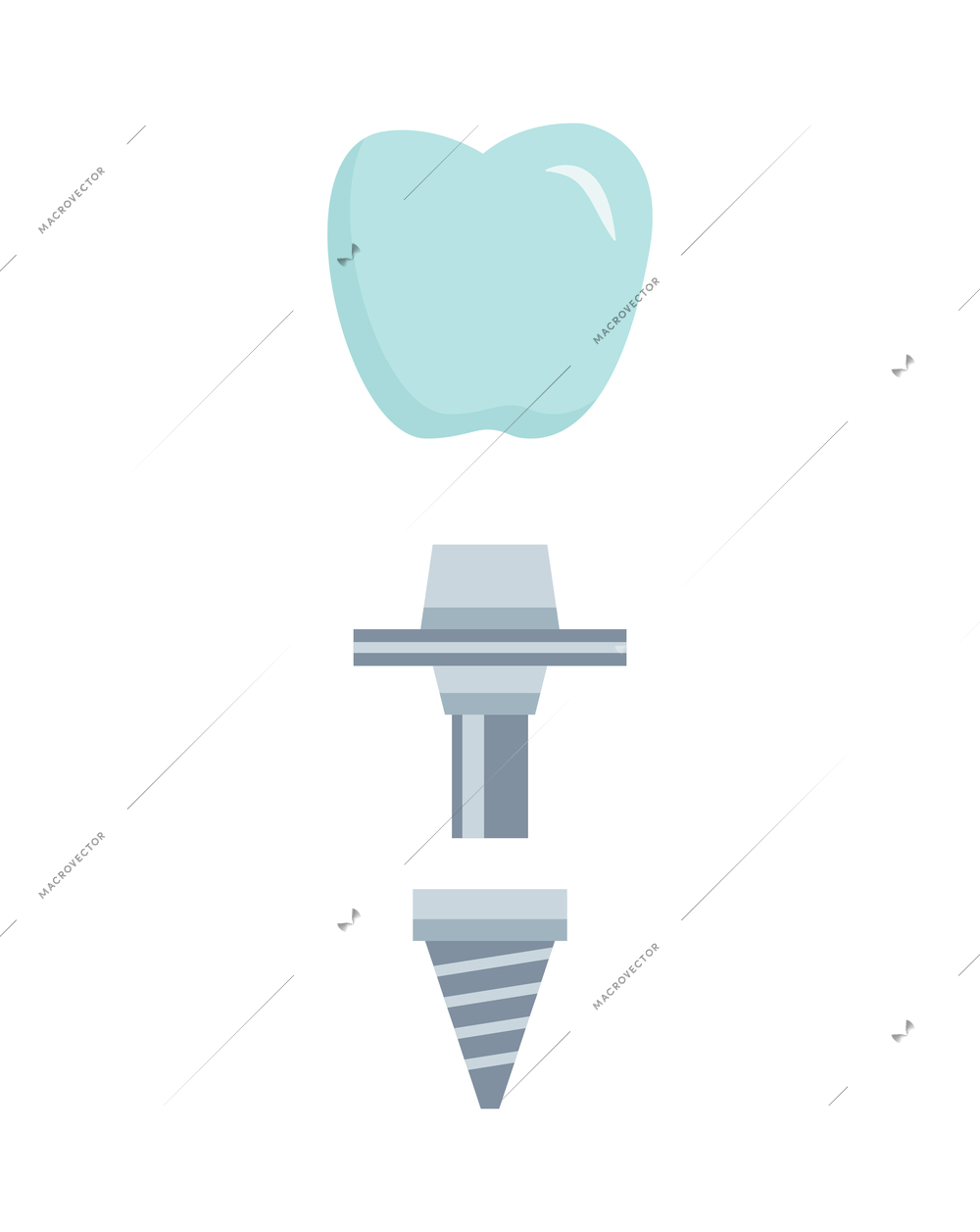 Tooth prosthesis dental implant flat icon vector illustration