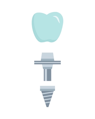 Tooth prosthesis dental implant flat icon vector illustration