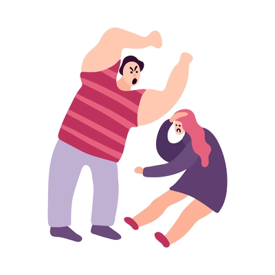 Family violence concept with angry man and frightened woman vector illustration