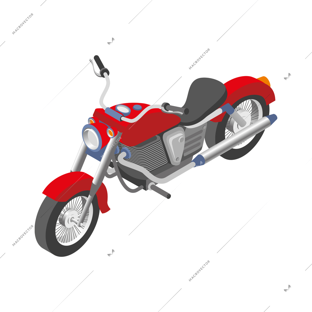 Red motorbike isometric icon on white background vector illustration
