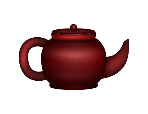 Realistic brown ceramic teapot on white background vector illustration