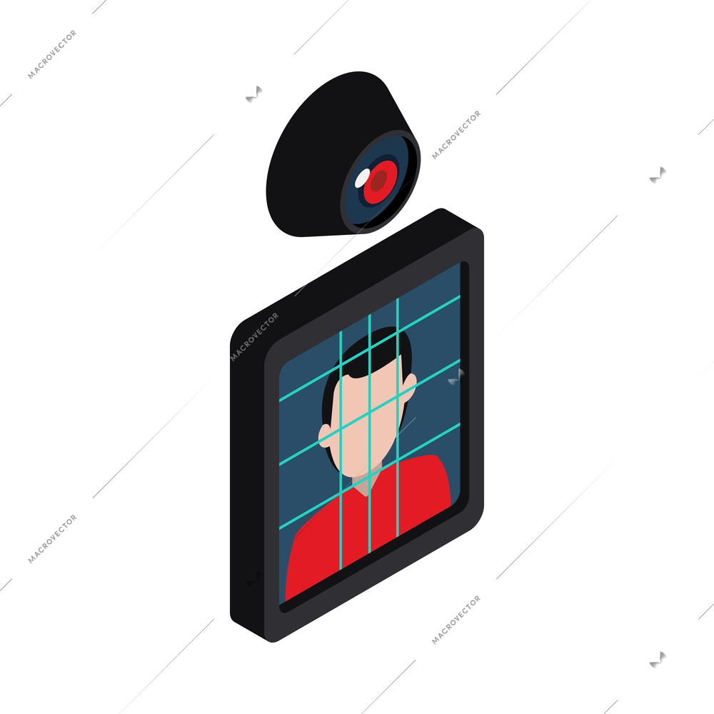 Access identification face recognition technology isometric icon vector illustration