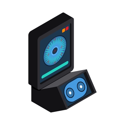 Access identification biometric authentication eye retina recognition isometric icon 3d vector illustration