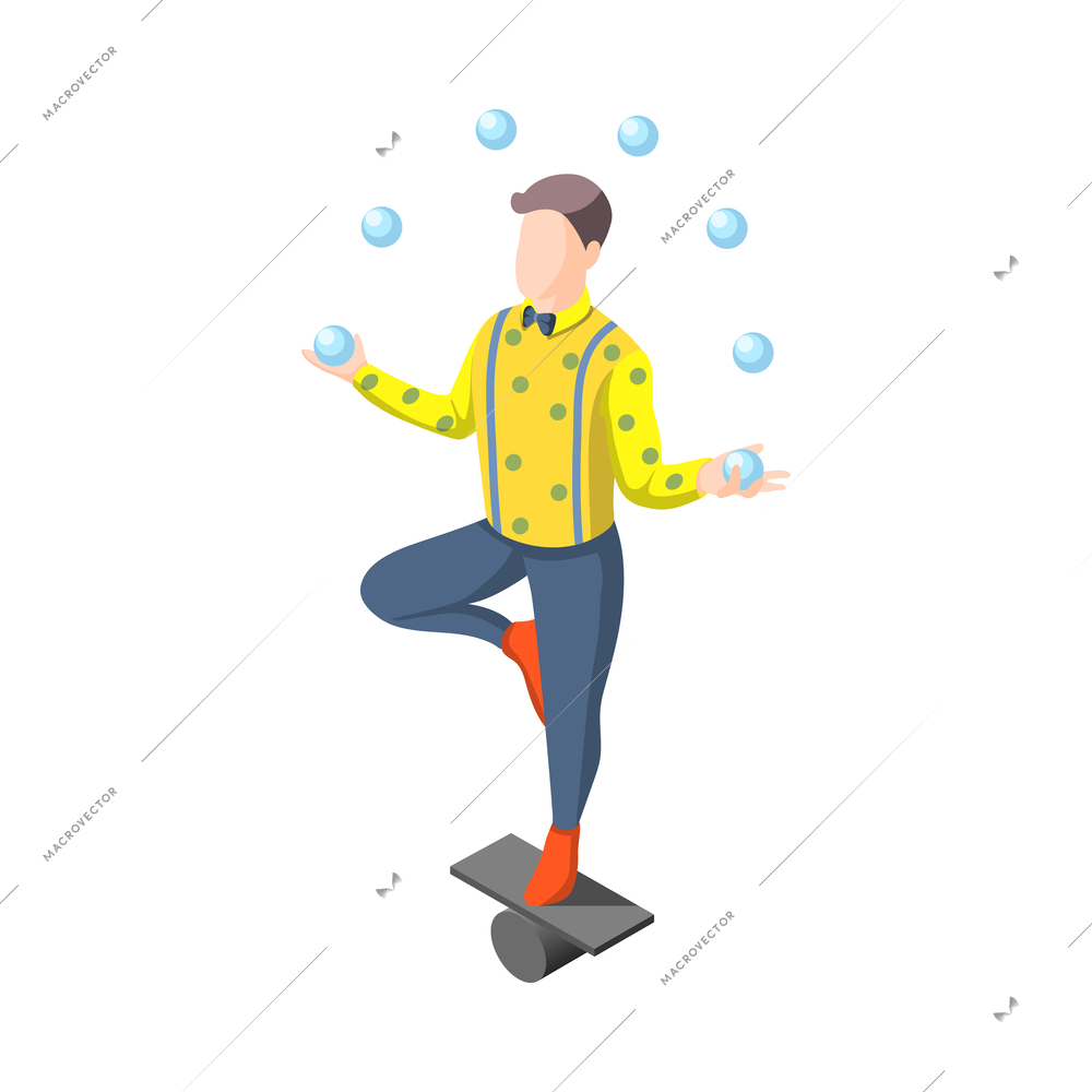 Magic show circus juggler isometric icon vector illustration