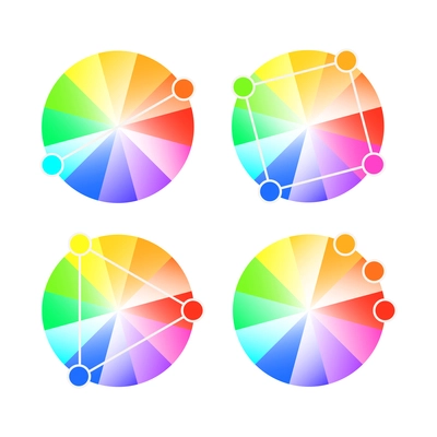 Circle color scheme palettes square secondary analogous complementary flat isolated vector illustration