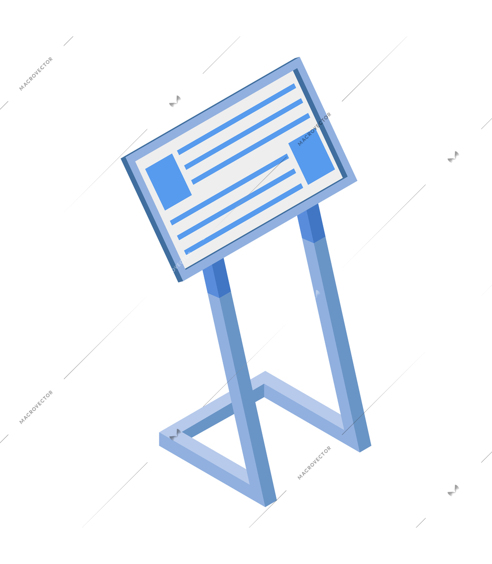 Museum information board isometric icon vector illustration