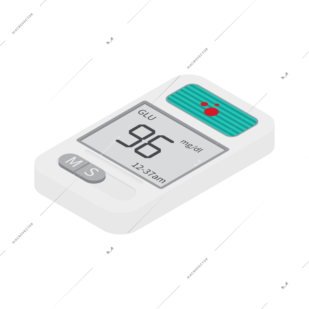 Glucometer isometric icon on white background 3d vector illustration