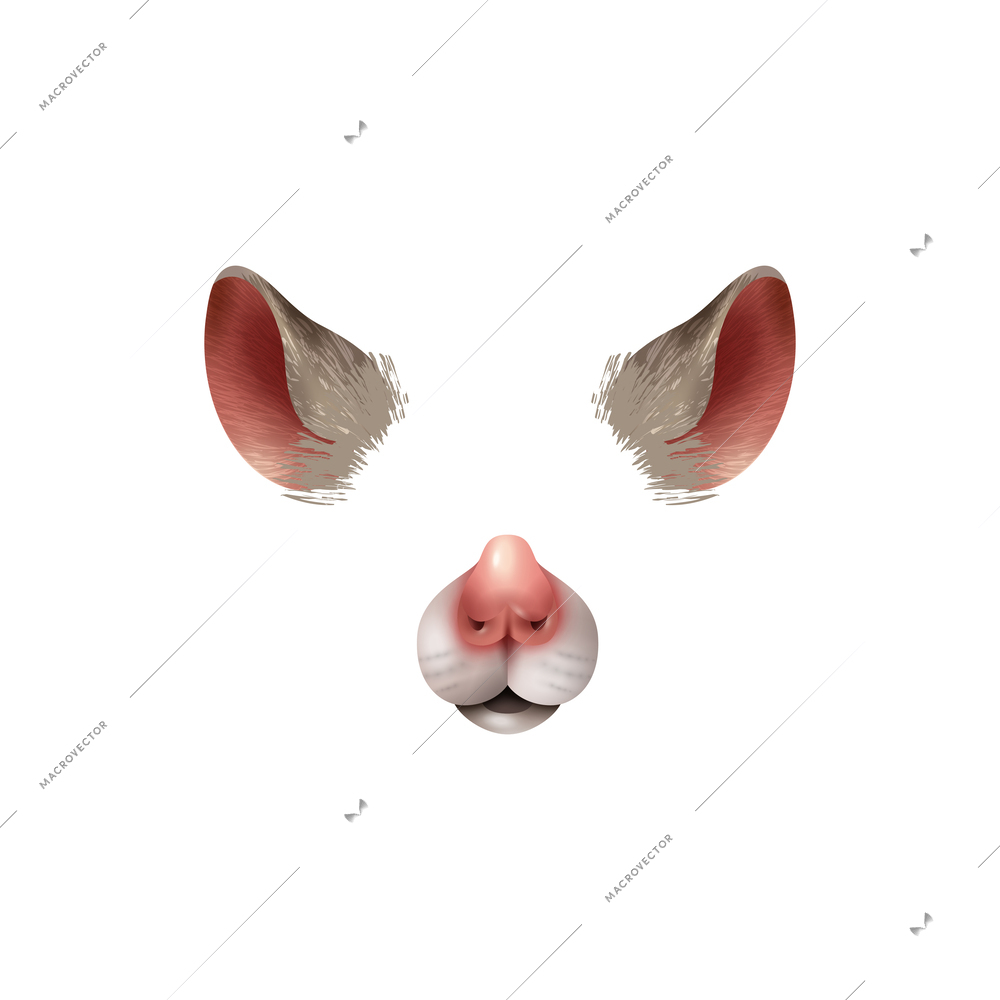 Cute mouse animal mask video chat photo application effect realistic vector illustration