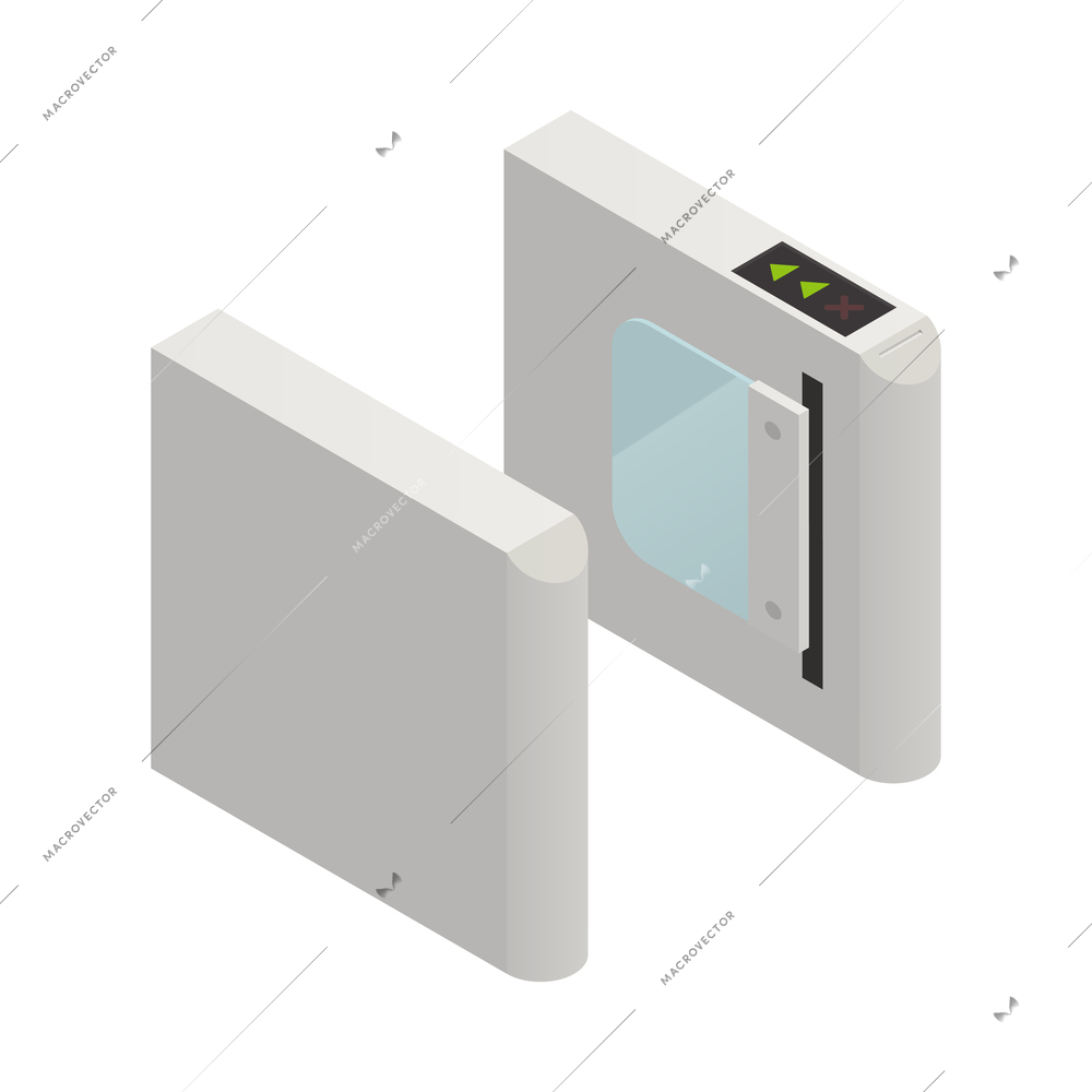 Open turnstile isometric icon on white background vector illustration