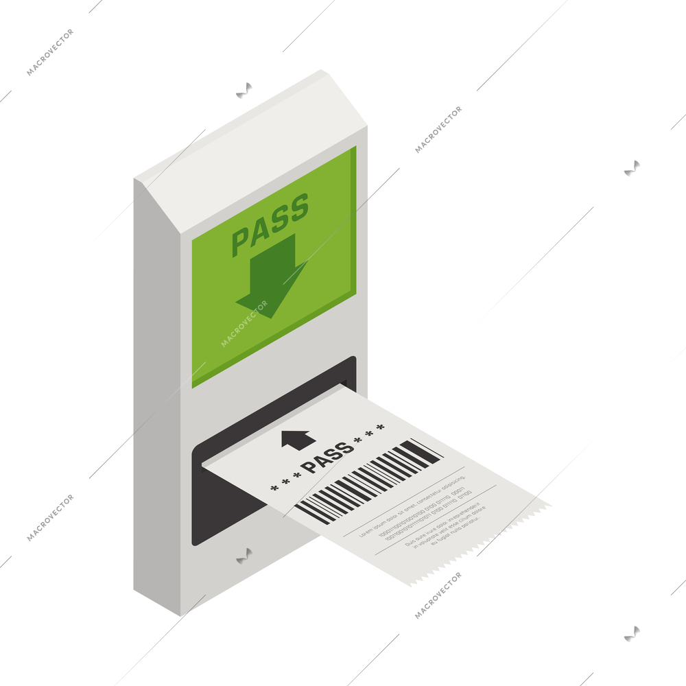 Access identification isometric icon with ticket pass 3d vector illustration