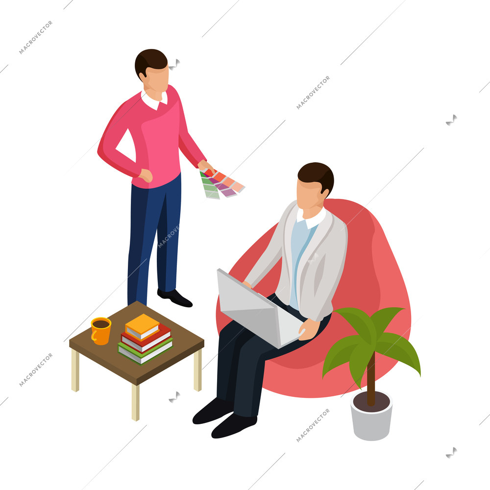 Advertising agency coworking people isometric icon vector illustration