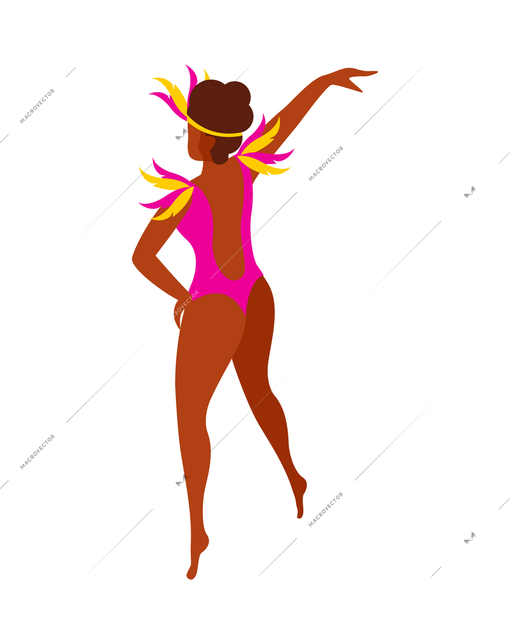 Brazilian carnival isometric woman during dance on white background vector illustration