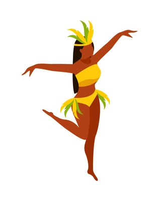 Brazilian carnival female dancer wearing bright costume isometric vector illustration