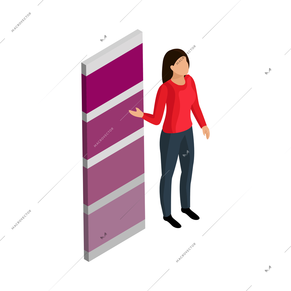 Advertising agency female worker isometric icon vector illustration