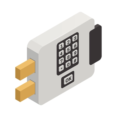 Door lock with security code isometric icon vector illustration