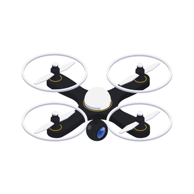 Isometric quadrocopter with surveillance camera isolated 3d vector illustration