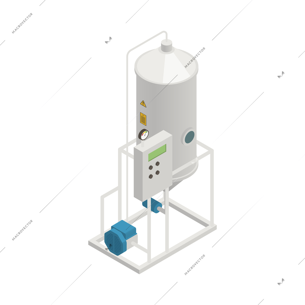 Dairy production milk factory isometric icon with vacuum degasser 3d vector illustration