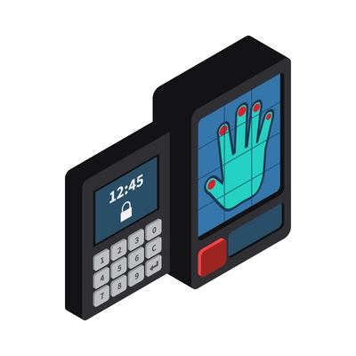 Access identification hand recognition isometric icon vector illustration