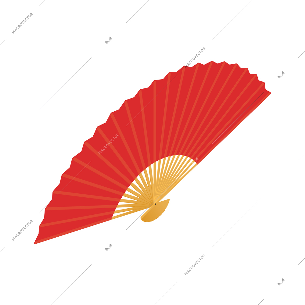 Red hand fan isometric icon vector illustration
