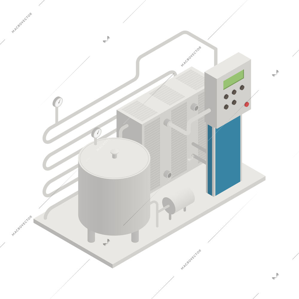 Dairy production milk factory equipment isometric icon 3d vector illustration