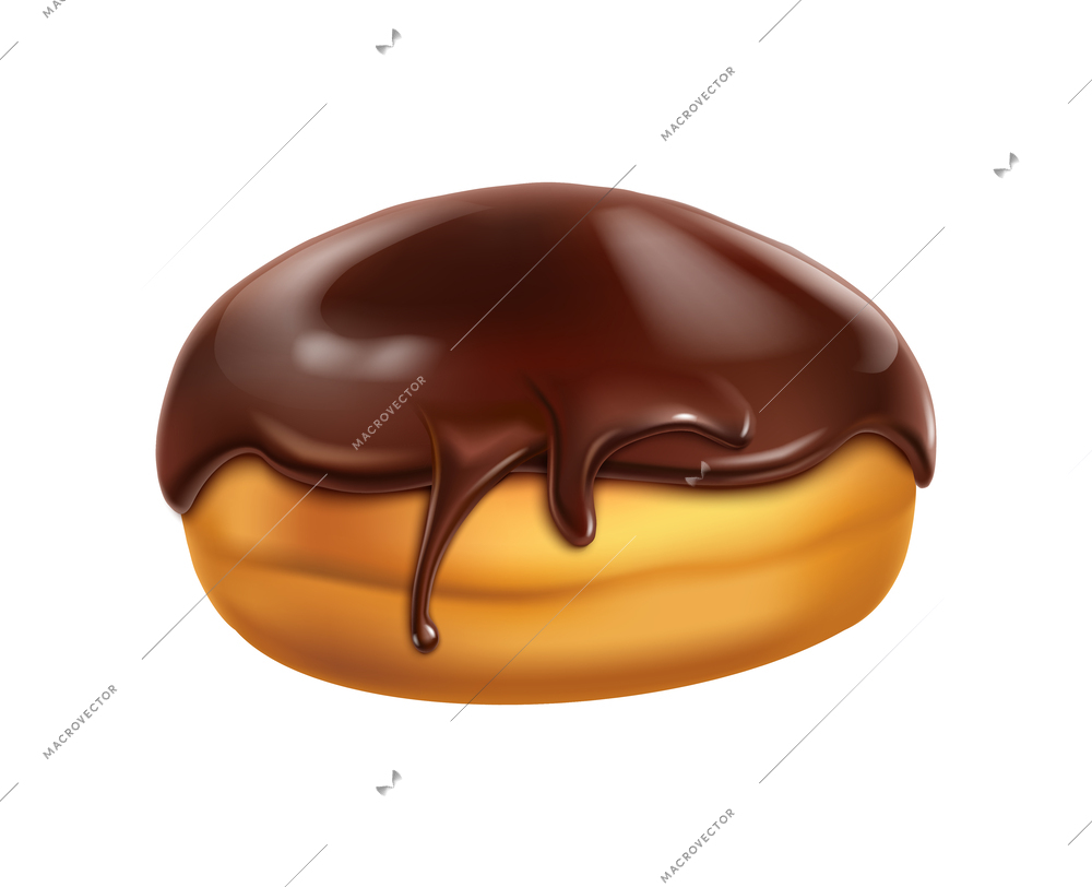 Realistic chocolate donut isolated on white background vector illustration