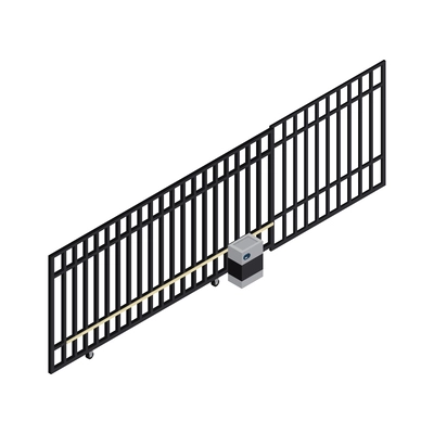 Steel automatic gate isometric icon vector illustration