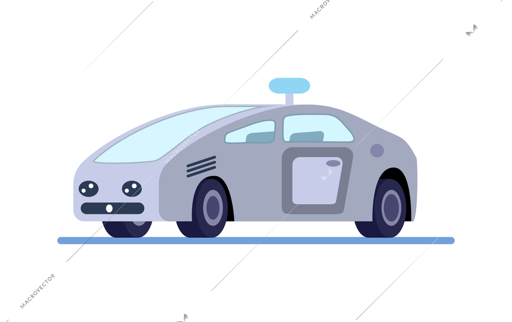 Flat autonomous car icon on white background vector illustration